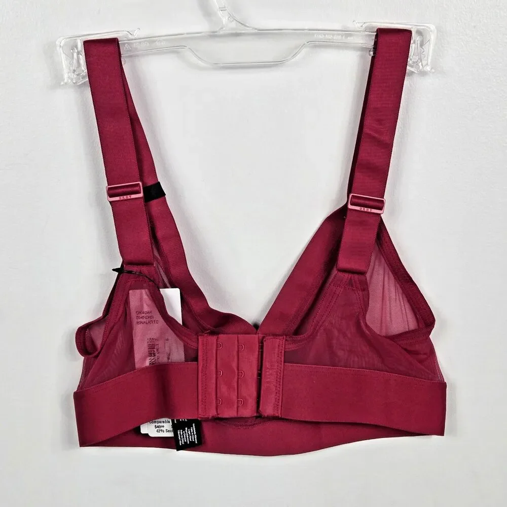DKNY Women's Size Small Red Soft Cup Triangle‎ Sheers Bralette NWT